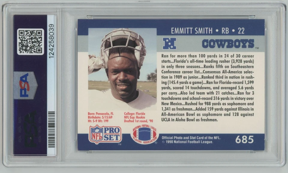 Pro Set 1990 Emmit Simth RC Auto PSA 6 Dallas Cowboys #685 Foto 2 de 2