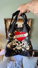 Ed Hardy by Christian Audigier Bag Love Kills Slowly Skull Y2K