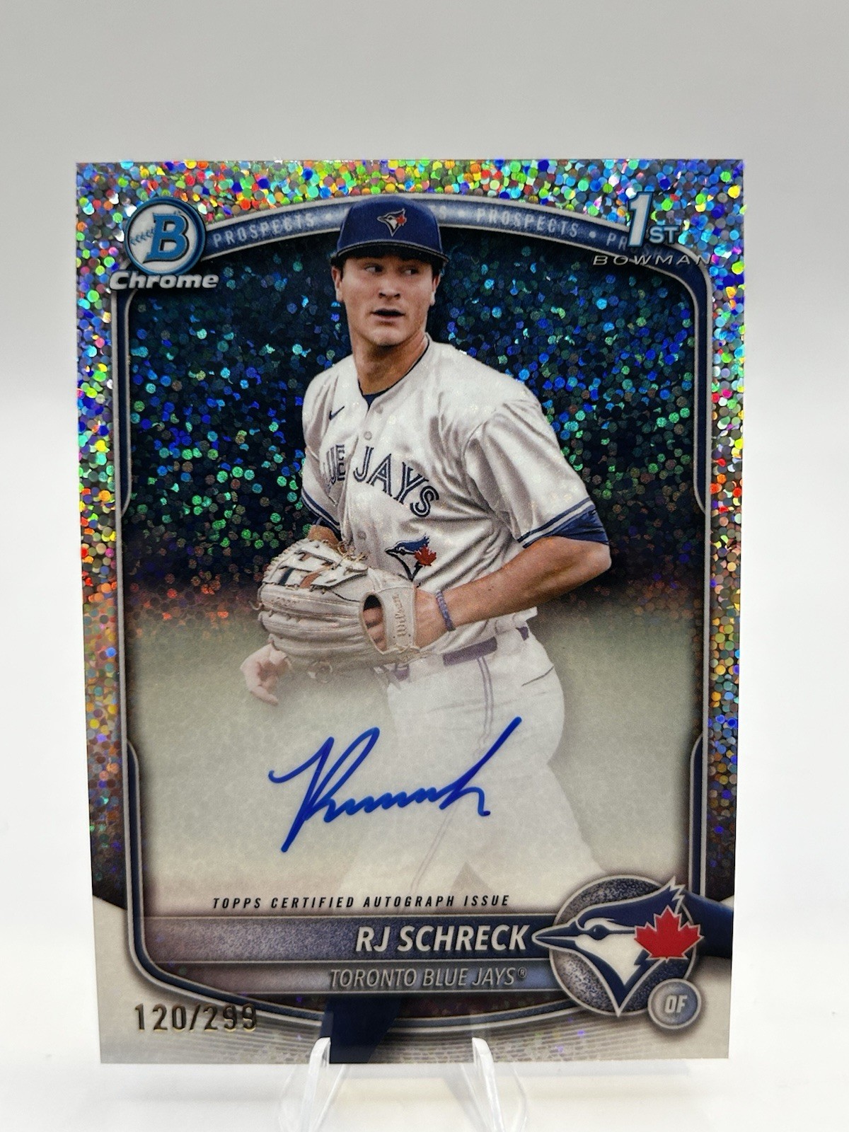 2025 Bowman Chrome RJ Schreck Auto Speckle Refractor 1st Prospect /299 CPA-RSC
