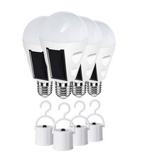 4 Pack LED Solar Emergency Light Bulbs for Home Power Failure, E26/E27 7W Rec...