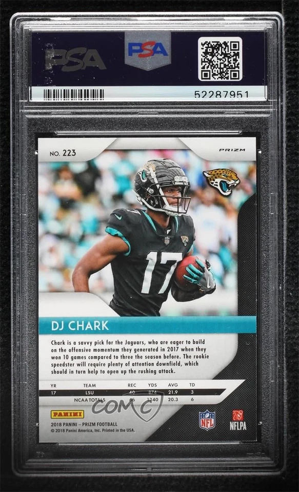 2018 Panini Prizm Red White & Blue DJ Chark Jr #223 PSA 10 GEM MT Rookie RC - Image 2 of 2