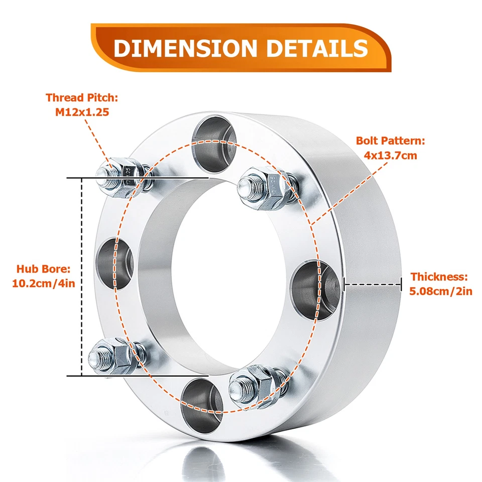 2.0 Inch 4pcs 4x137mm Wheel Spacers For Kawasaki MULE 3000 3010 Trans 2001-2008 - Image 4 of 4