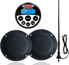 Marine Bluetooth Audio System Package, Boat FM/AM Gauge Radio Receiver with Ante