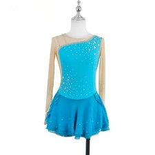 Women Girl Ice Figure Skating Dress Performance Costume Dance Leotard Skirt