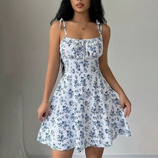 Plus Size Women Ladies Floral Dress Womens Holiday Sleeveless Summer Sundress UK