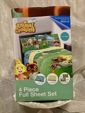 NEW  Animal Crossing New Horizons 4pc full Bedding Fitted Sheet Set Microfiber