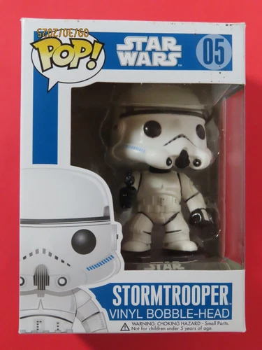 Funko Pop! #05 Star Wars Stormtrooper Bobble-Head figure blue box large font NIP