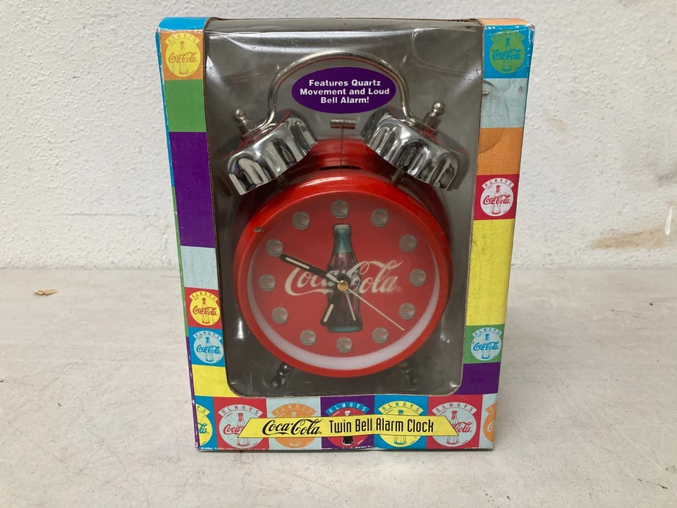 Lot Vintage Coca-Cola Items Alarm Clock 1996 Tray Metal Sign Coke Collectible - Image 2 of 4