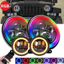 For Freightliner Coronado 7inch Round LED Headlights & 4inch LED Fog Light Combo