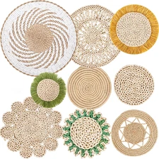 Wall Decor Boho Wall Art Set of 9, Living Room Hanging Wall Basket Seagrass Ratt