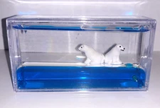Mini Ocean Like Liquid Paperweight with Wave Riding Polar Bears Calming Toy