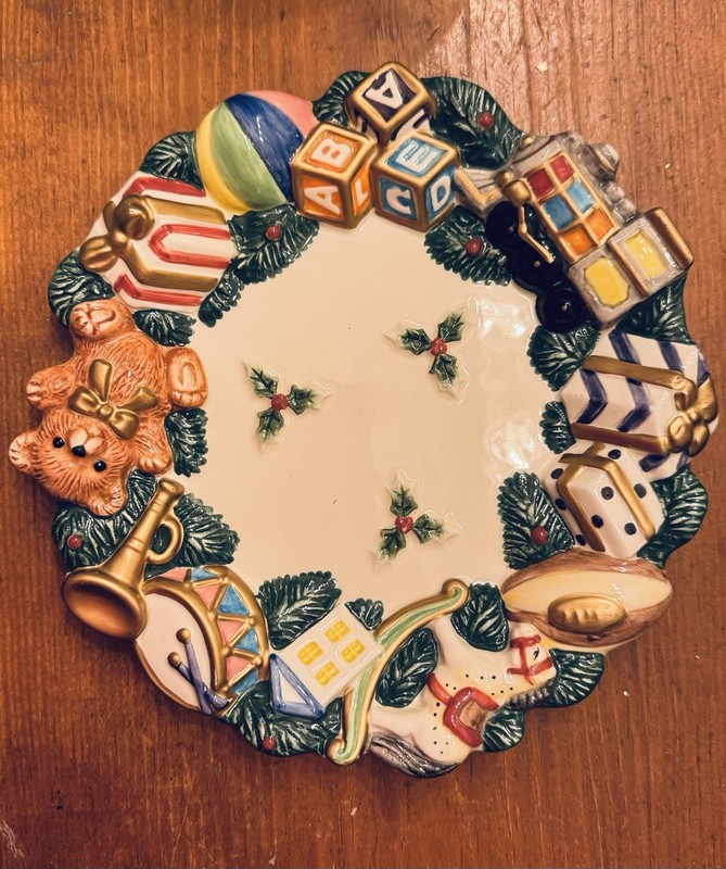 Fitz and Floyd Christmas Plate 1996 Toyland Deco Plate Excellent Condition