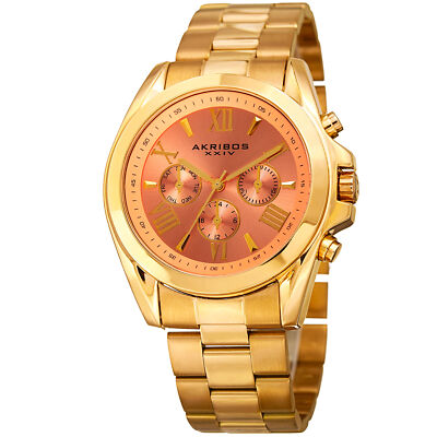 Akribos XXIV  Women's AK951YGPCH Multifunction Gold Tone Stainless Steel Watch