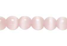 Bead, 1 Std 100 Light Pink Cat's Eye Fiber Optic Glass 4mm Round Grade A Beads