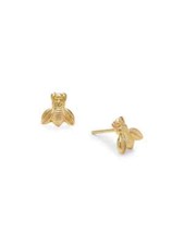 14K Yellow Gold Bumble Bee Stud Earrings, new