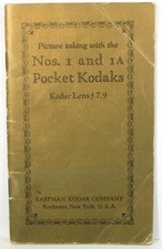Nos. 1 and 1A Pocket Kodaks Kodar 7.9 Instruction Book - Good Condition