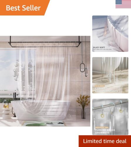 Durable 72x72 EVA Shower Curtain Liner with Rustproof Grommets & Weighted Stones
