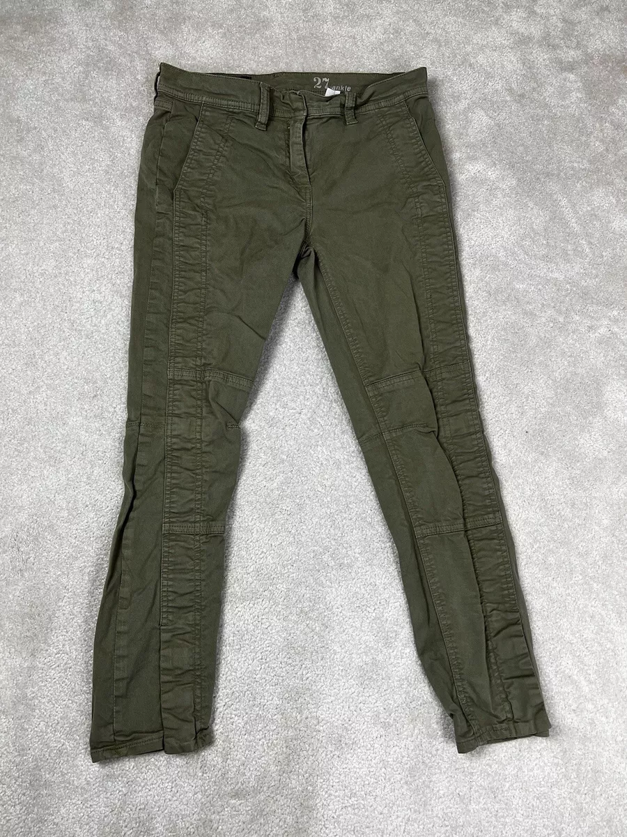 J.Crew Pants Womens 27 Green Chino Khaki Preppy Ankle Zip Leg