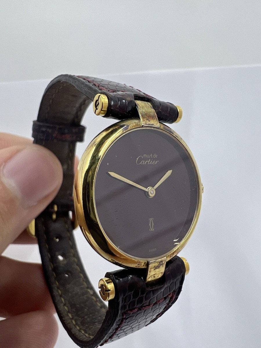 Must De Cartier Vendôme Burgundy Dial 24mm Watch With