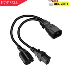 Toptekits C14 to C13+NEMA 5-15R Y Splitter Power Plug Cord,Single IEC 320 C14...