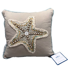Coastal Collection Beaded Starfish Accent Pillow Beach Ocean Decor 12" NEW