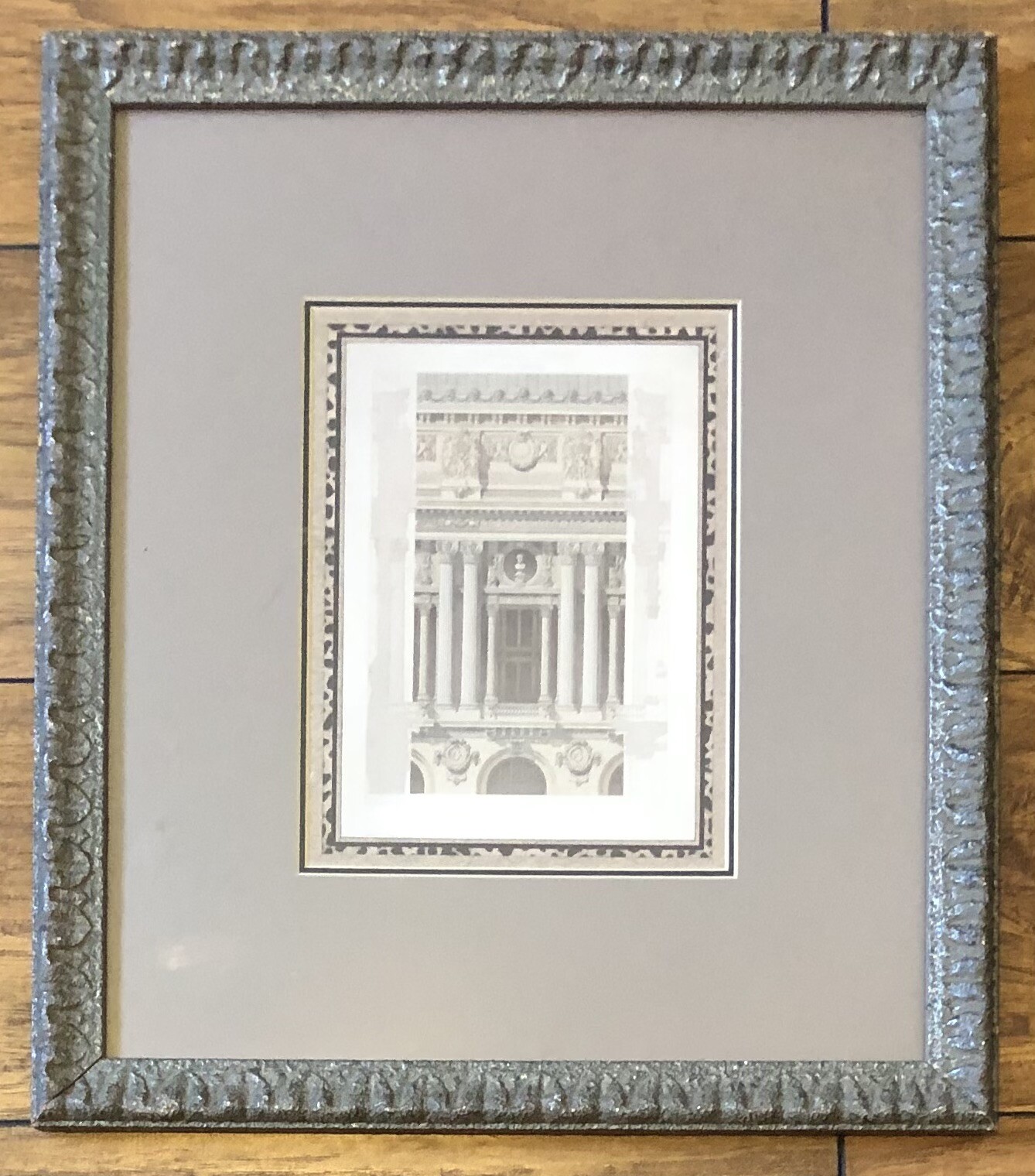 2 Framed Print Art Antique silver finish frame with double mat (13.5