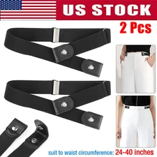 2 X Men Women Buckle Free Elastic Invisible Waist Belt For Jeans No Bulge Hassle