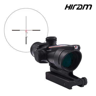 HIRAM PINTY 4x32 ACOG Optical Rifle Scope w True Fiber Optic Red Illuminated Crosshair