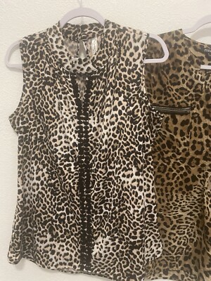 Women's Extra Large XL Top Blouses 2 Pc Lot animal Print tops Size 12 14 Leopard
