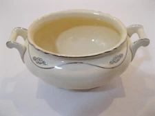 Vintage Homer Laughlin Virginia Rose Pattern Silver Trim Sugar Bowl AS IS