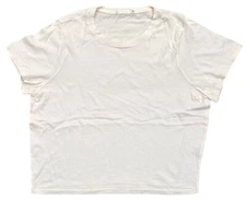 Marine Layer Women's Cropped Boxy T-Shirt Tee in Cream