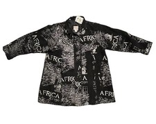 New The African Star African Suede Patch Black Leather Jacket Women’s L/xl Nwt