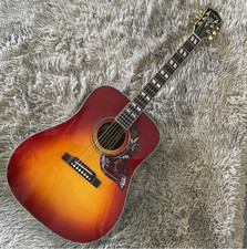 Handmade Hummingbird Acoustic Electric Guitar Cherry Burst Solid Spruce Top