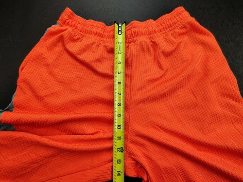 Under Armour Loose Fit Men's Medium Neon Orange/Grey Basketball 12" Shorts - Picture 8 of 8