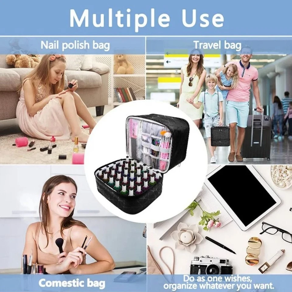 PU Leather Nail Kit Carrying Case Manicure Tools Storage Bag Outdoor - Image 4 of 4