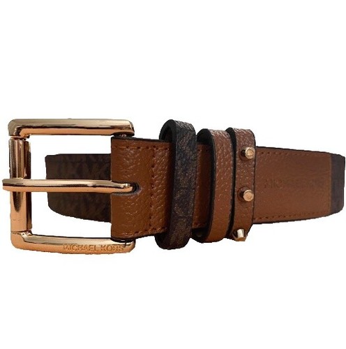 Michael Kors Logo Metal Buckle Monogram Belt Brown Textured  display picture 3