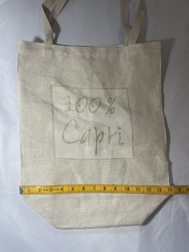 Borsa tote 100% Capri tessuto lino beige 14,5x13x5x5,75” ottime condizioni - Foto 4 di 6