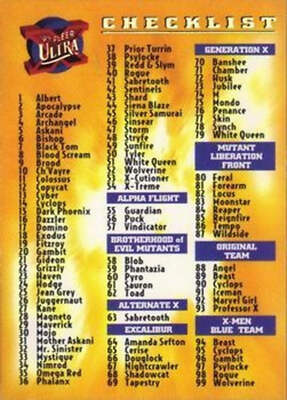150 Checklist - 1995 Fleer Ultra X-Men | eBay
