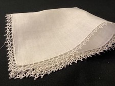 10379  Romantic Vintage Handmade Tatted Lace Wedding Handkerchief