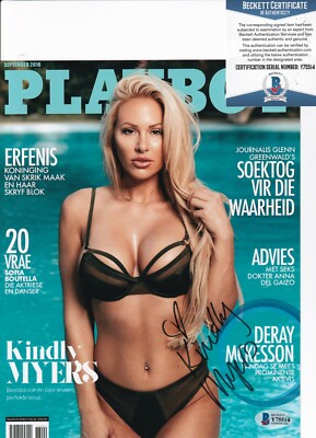 KINDLY MYERS signed (PLAYBOY PLAYMATE MODEL) 8X10 photo BECKETT BAS