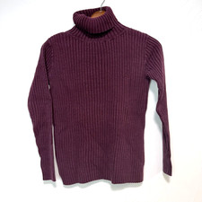 Vintage CTME Purple Turtleneck Sweatshirt Ribbed Pullover Long Sleeve 90s Womens