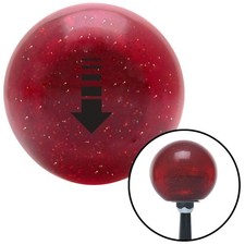 Black Broken Directional Arrow Down Red Metal Flake Shift Knob W M16x1.5 Insert