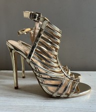 Women's High Heels Gold Strap Sandals Shoes Size 5 Office