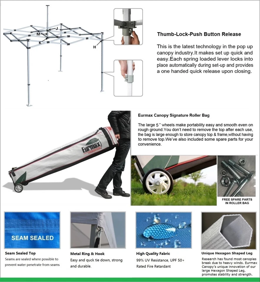 Tienda de campaña y bolsa con ruedas 10X15 Ez Pop Up Toldo Exterior Boda Fiesta Sombra Instantánea Foto 2 de 4