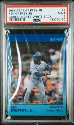 1989 STAR GRIFFEY JR. #2 KEN GRIFFEY JR. CAREER STATS-WHITE BACK  PSA 9 ROOKIE