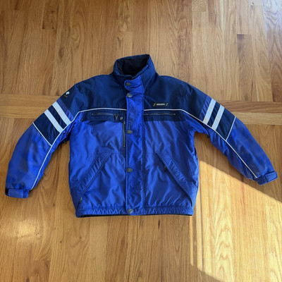 Vintage DESCENTE Blue Ski Jacket Men's LARGE Goggle Pocket Zip Hood 20 E 3725