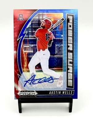 2020 Panini Prizm Power Surge Austin Wells Blue & Carolina Blue Hyper Prizm Auto