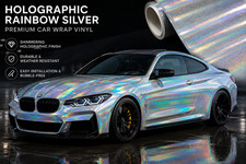 Gloss Silver Holographic Rainbow Vinyl Car Wrap Stretchable Sticker Film Roll Gloss Silver Holographic Rainbow Vinyl Car Wrap Stretchable Sticker Film Roll