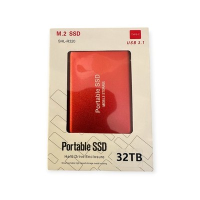 32TB Red Portable SSD External Solid State Drive USB3.1Type-C High Speed Storage