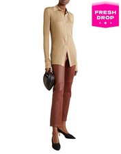 RRP€828 JOSEPH Leather Straight Trousers FR42 US10 UK14 XL Made in France